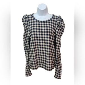 LOFT Monochrome Checkered Blouse